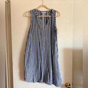 beachlunchlounge Navy and White Striped Midi Dress